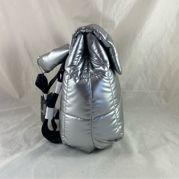 DKNY Giania Metallic Silver Women\'s Backpack Puffy Puffer NWT 11” Tall, 11” Wide main image 9
